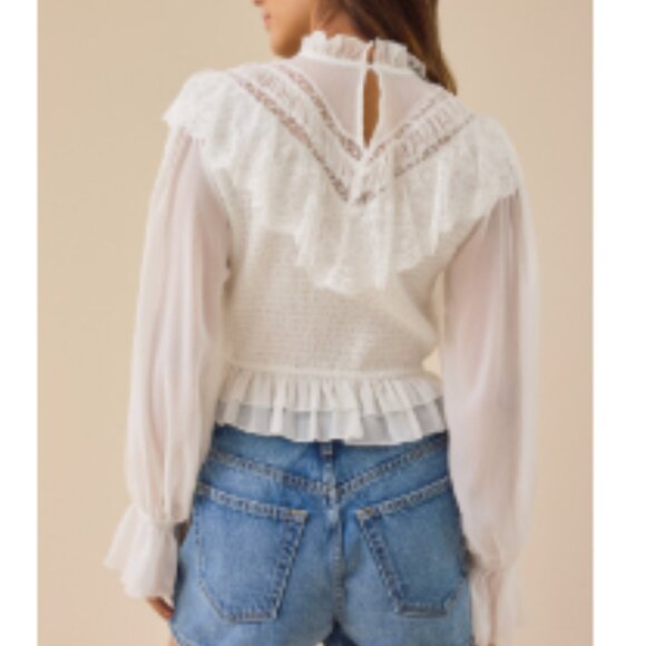 Altar'd State Tops - Altar'd State White Victorian Genesis Lace Flowy Bohemian Blouse